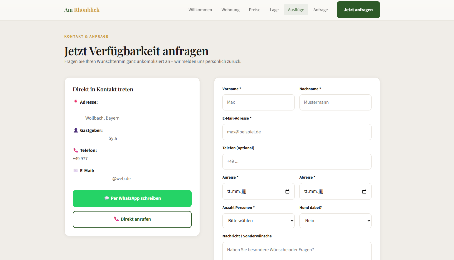 Ferienwohnung am Rhönblick Kontakt und Anfrage